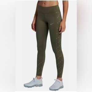 Nike Power Racer Flash Running Tights Olive Green